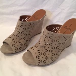 Grey suede wedges - size 8